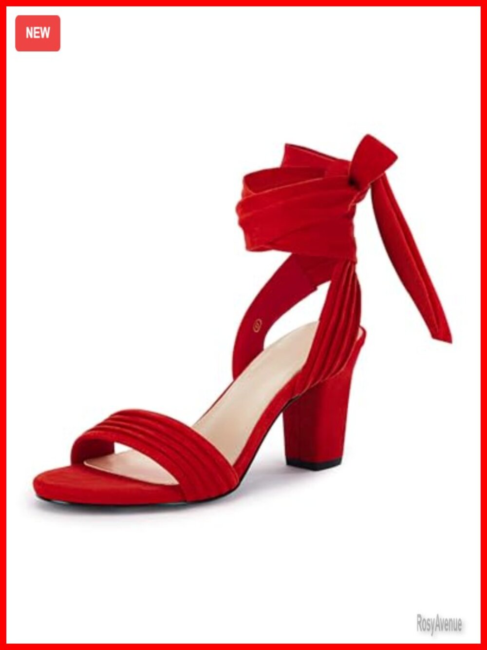 Coutgo Faux Suede Strappy High Heels Chunky Heeled Sandals Lace Up Open Toe